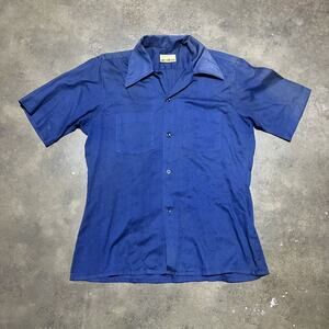 Vintage 60s Arrow Weekenders Blue Loop Collar Shirt